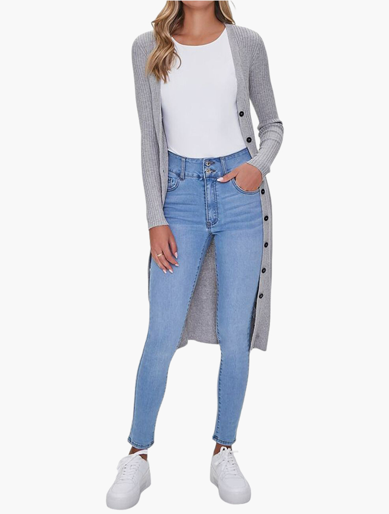 Pull Femme Forever 21 Gris Chiné - Manches Longues, Studded, Taille M, NWOT